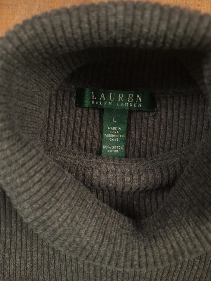 Pull ralph lauren col roulé femme vert foncé - taille L - photo numéro 5
