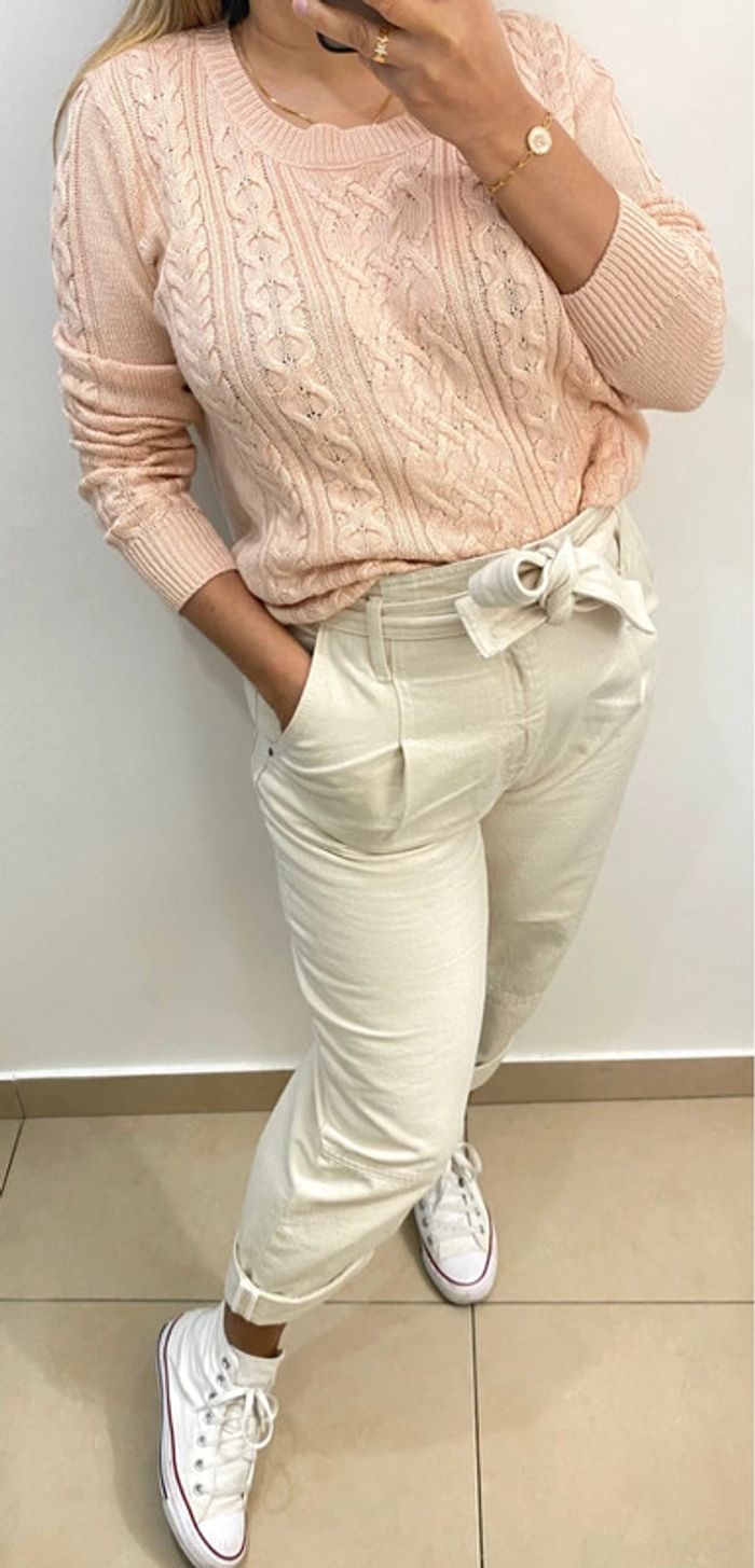 Superbe Pull Torsadé Maille Fine Taille L - photo numéro 7