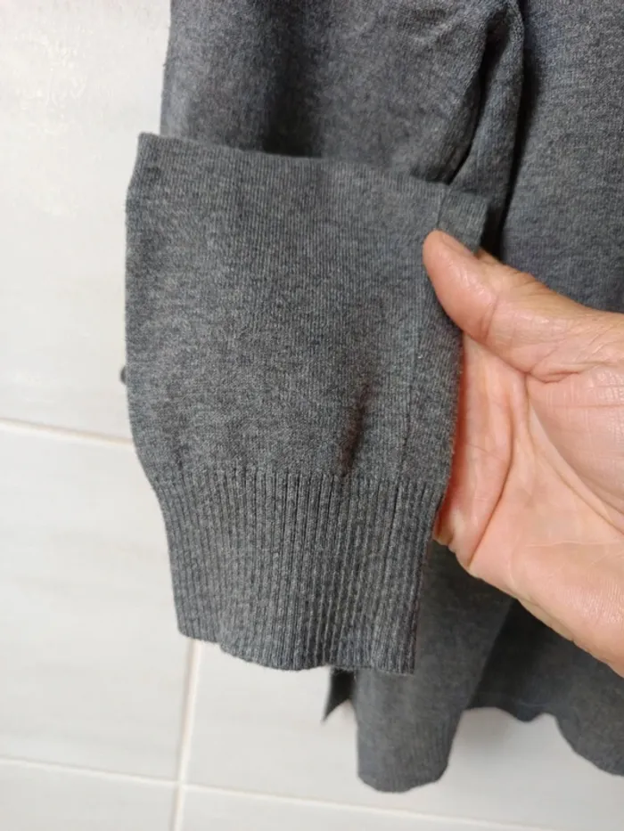 Pull fin gris viscose/coton, t.S - photo numéro 5