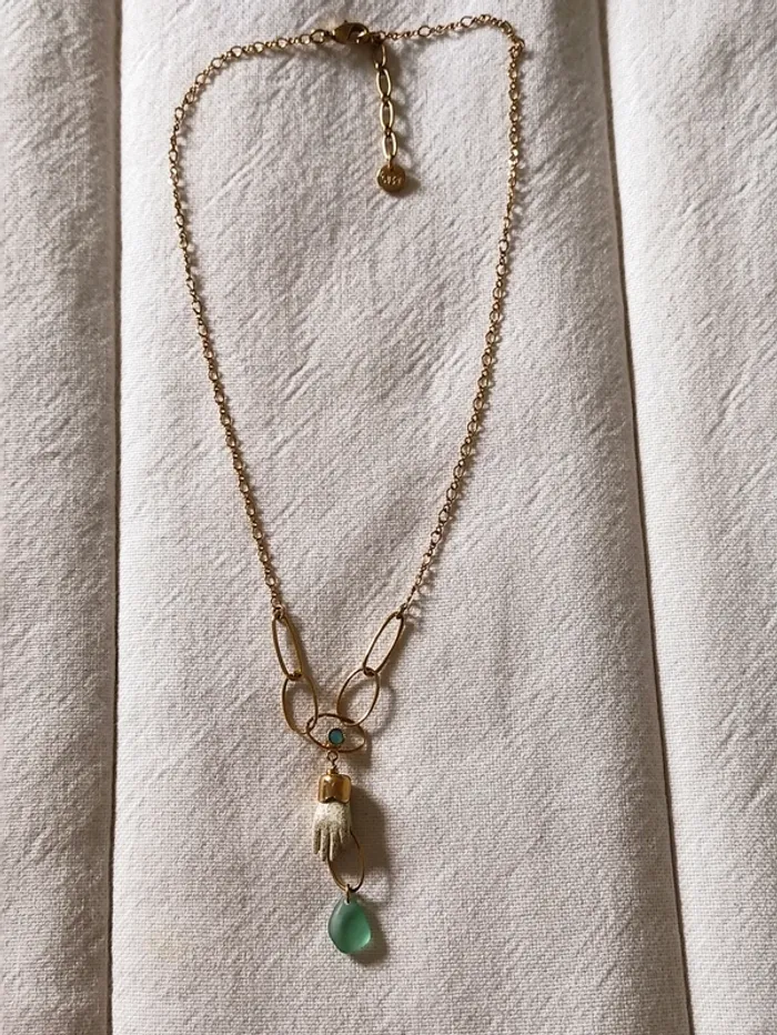 🙏 collier namaste🌿 Main en jaspe paysagé 💚 - photo numéro 10