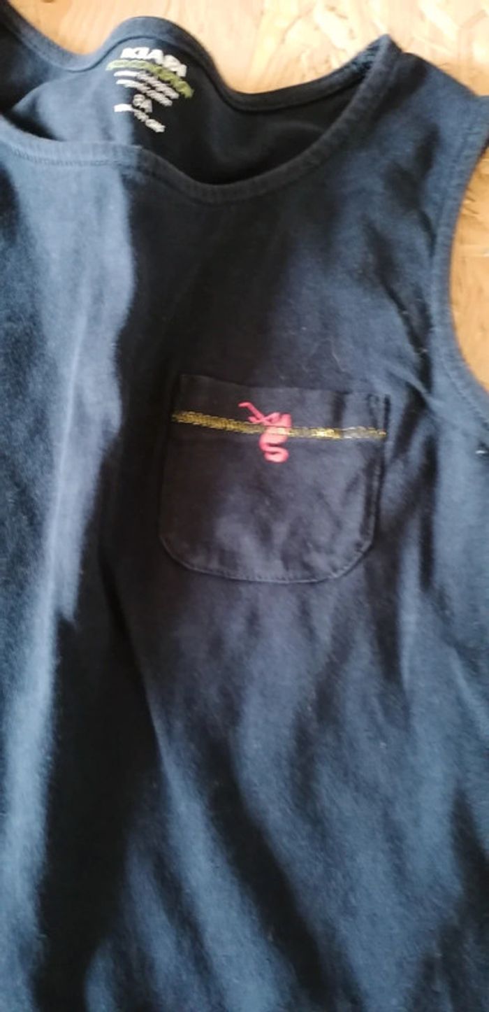 Robe bleue avec motif flament rose - photo numéro 2