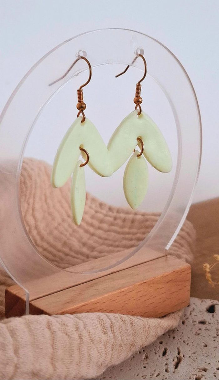 Brume Menthe Mini – Boucles d’oreilles pendantes – Création unique - photo numéro 3