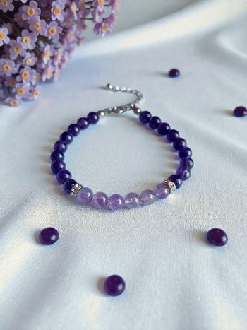 Bracelet améthyste pierres naturelles acier
