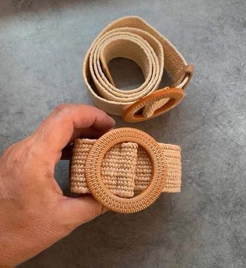 A39 lot de 2 ceintures paille nature bohème ajustable tendance