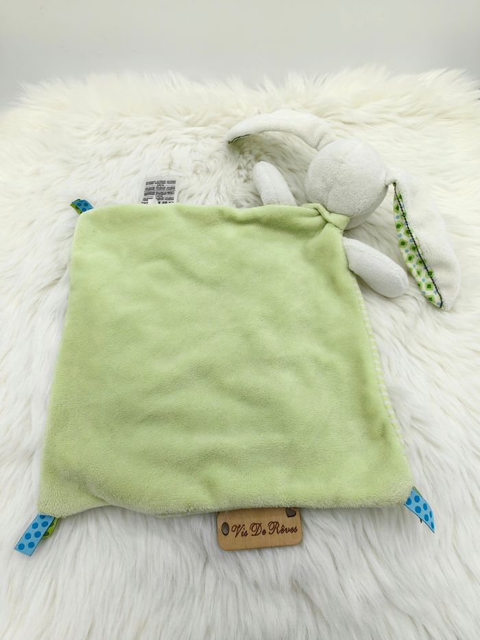 Doudou plat losange lapin vert Mots D'enfants - photo numéro 3