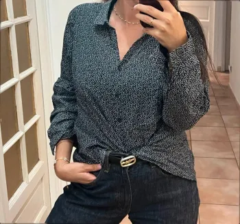 Chemise parisienne chic à motifs - bleu - quasi neuve - taille L