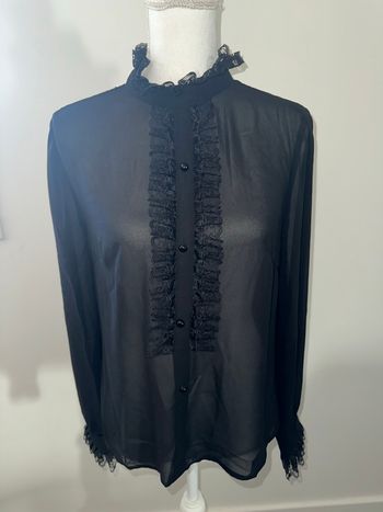 Blouse transparente noire dentelle gothique vampire T38 M