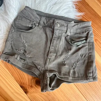Short en jean kaki/gris