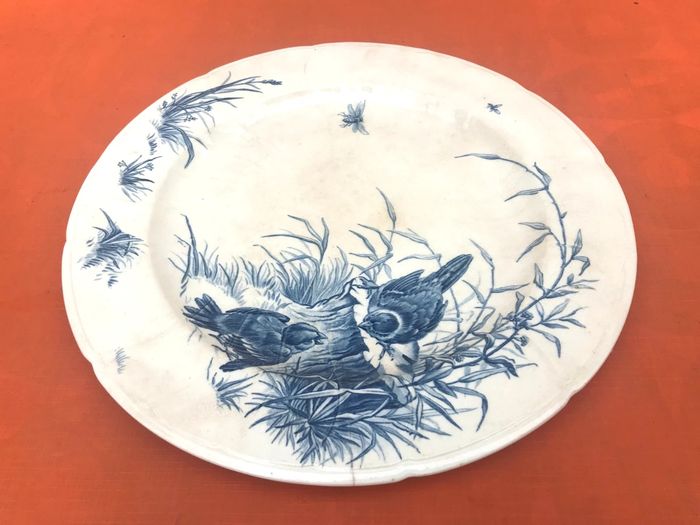 Faïence de Gien Ancien plat de service Décor oiseaux - photo numéro 2