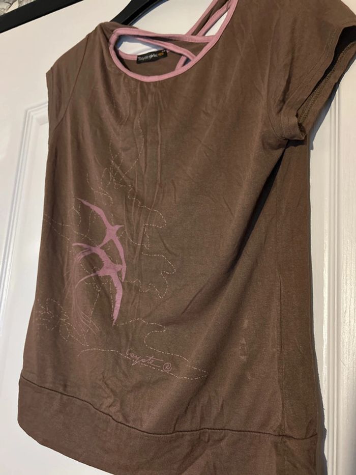 T shirt  marron oiseaux