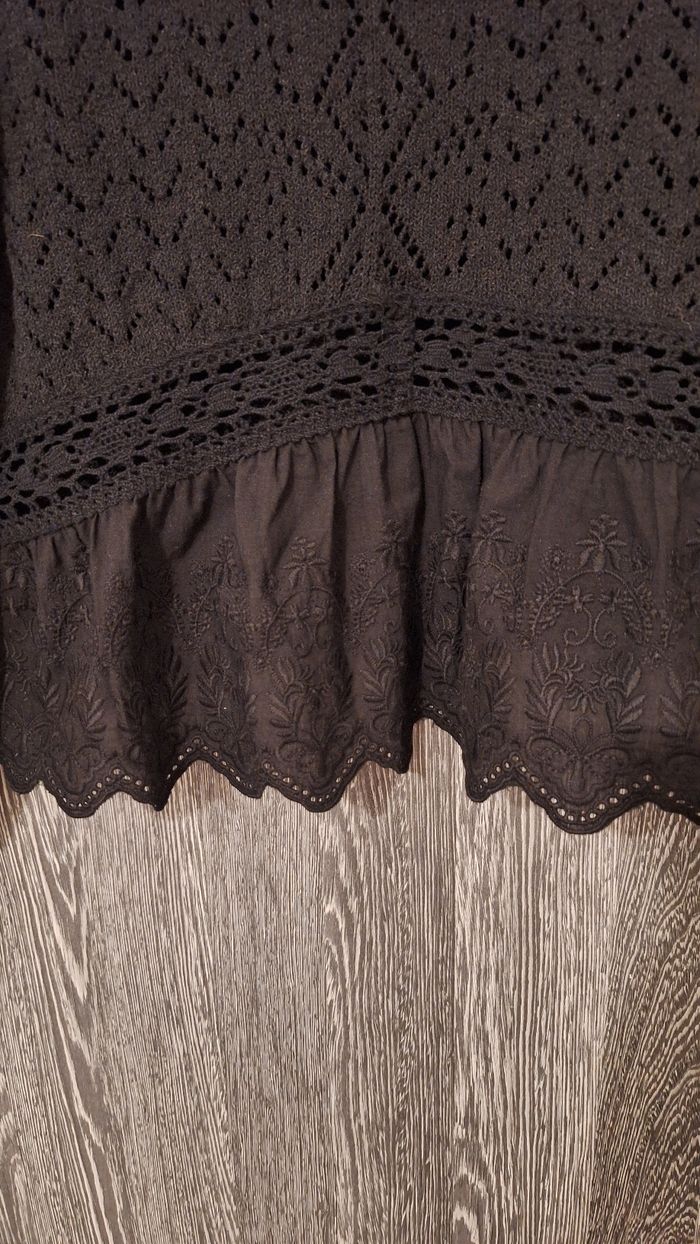 Pull 2 en 1 manches chemise noir brodé - photo numéro 5