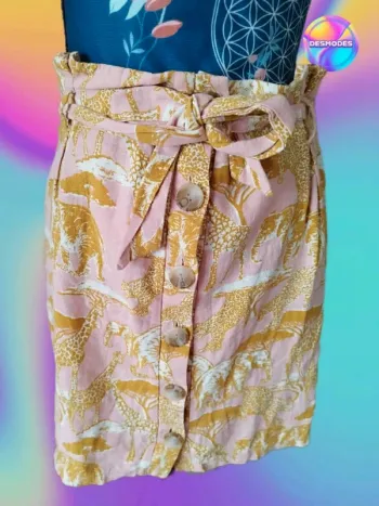 Jupe courte en lin rose safari - Pink Crush