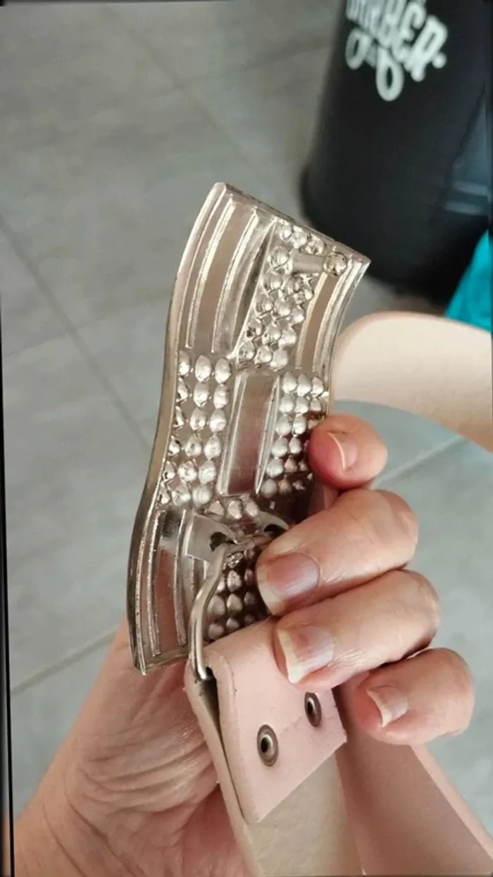 Ceinture rose boucles argenté 85 cm - photo numéro 8