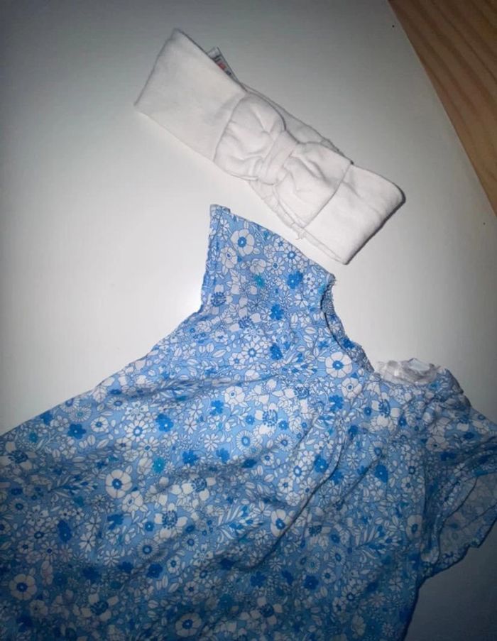 Ensemble jacadi 3 mois bandeau robe chaussons liberty ballerines - photo numéro 10