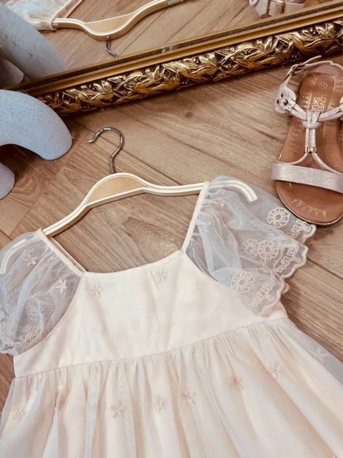 Taille 8 ans Robe cérémonie fille Kiabi pêche abricot * tulle fleurs * 🌷 - photo numéro 2