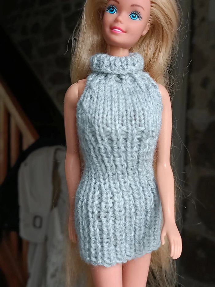 Robe chic grise pour poupée barbie - photo numéro 3