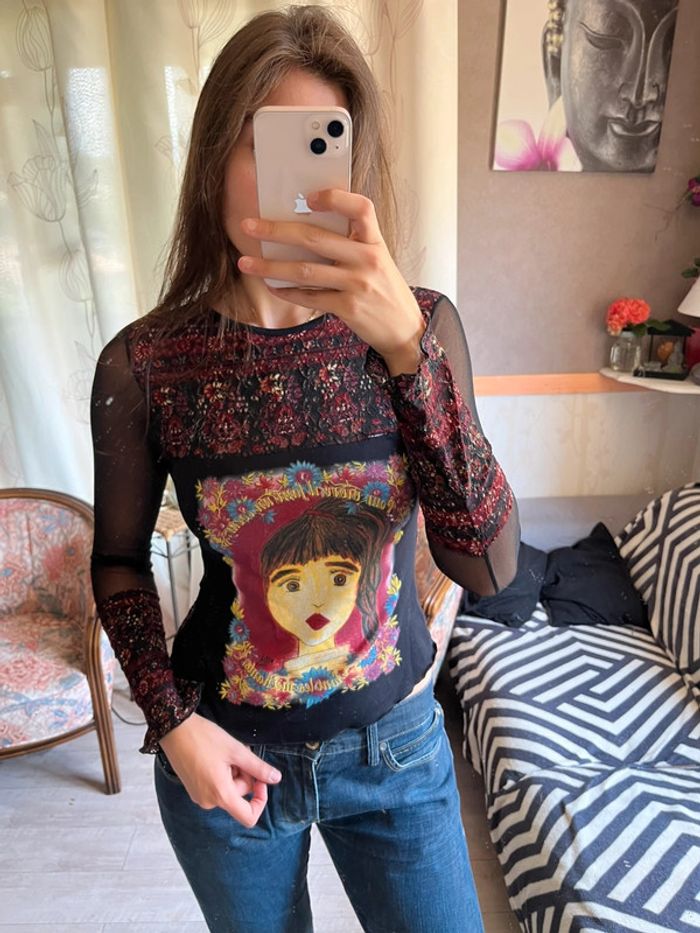 Top mesh vintage bohème champêtre y2k 2000yer western country - photo numéro 3