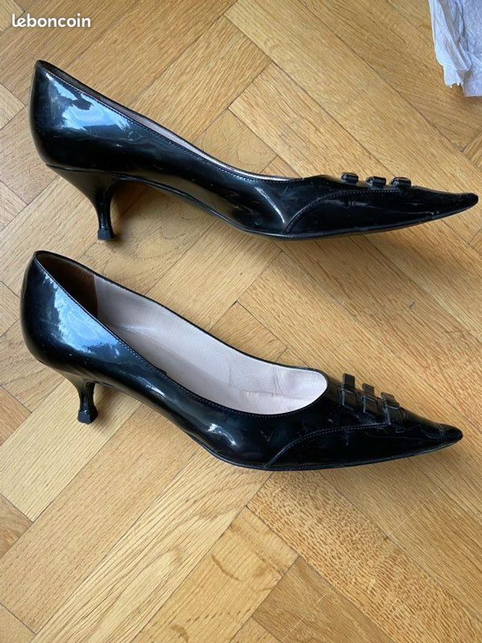 Escarpins noir laqué Sergio Rossi talon 5 cm taille 38 - photo numéro 2