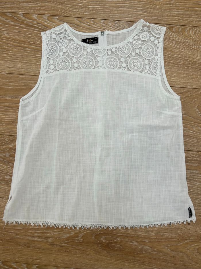 Débardeur haut blanc du Nil en coton et dentelles - 42/44