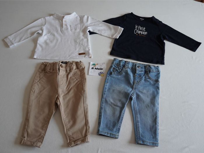 Lot n°3 Vêtements Kiabi 6 mois : 5 pantalons + 5 hauts - photo numéro 3