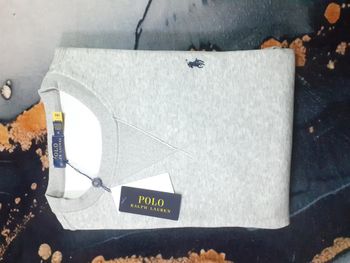 Sweat col rond RALPH LAUREN - Taille XL - Couleur gris logo brodé noir - NEUF