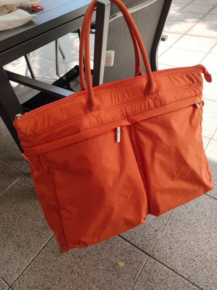 sac de voyage weekend orange soft grey nylon - photo numéro 4
