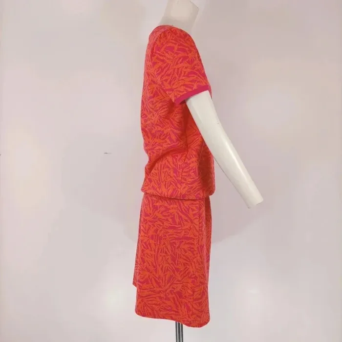 Ensemble Tee-shirt + jupe rose/orange à motif feuillage - Taille M - A309 - photo numéro 5