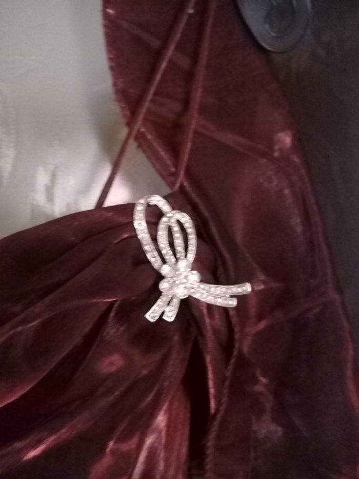 Robe de soirée rouge/reflets noirs + étole - photo numéro 3