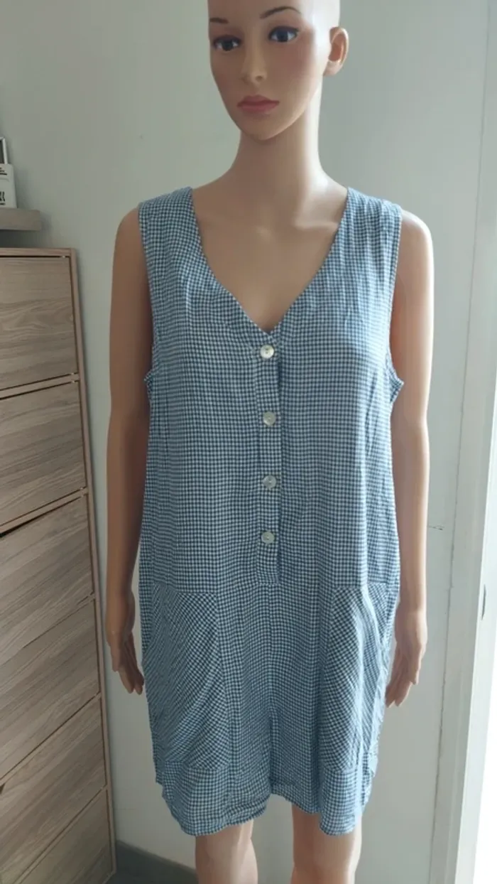 Combi short bleu et blanc a carreaux - photo numéro 4