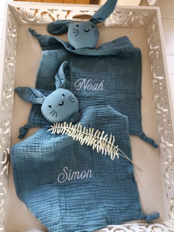 Doudou lapin gaze de coton