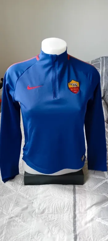Sweat col zippé manches longues football As Roma nike bleu garçon 10/12  ans nike