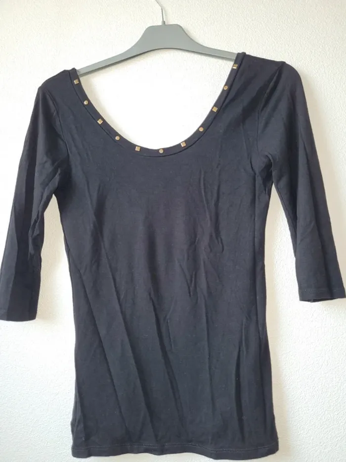 T shirt noir manche 3/4