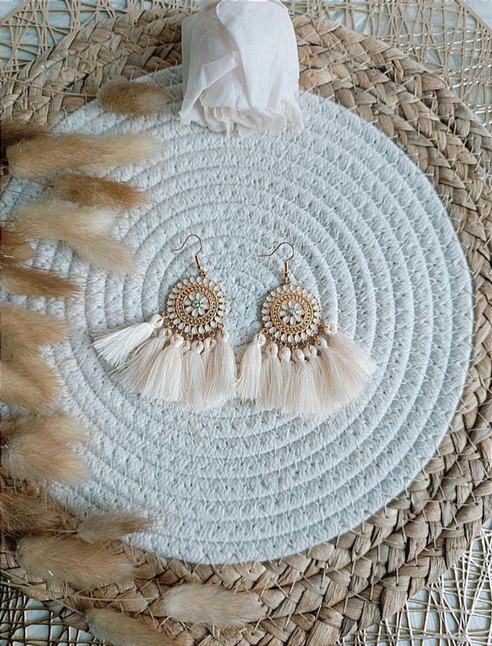 🌷Magnifiques boucles d'oreilles neuves crème or 🌷 - photo numéro 3