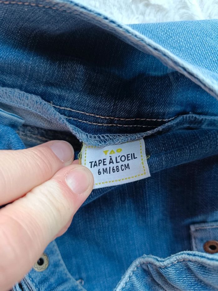 Robe jeans style salopette Fille 6 mois Tao - photo numéro 5