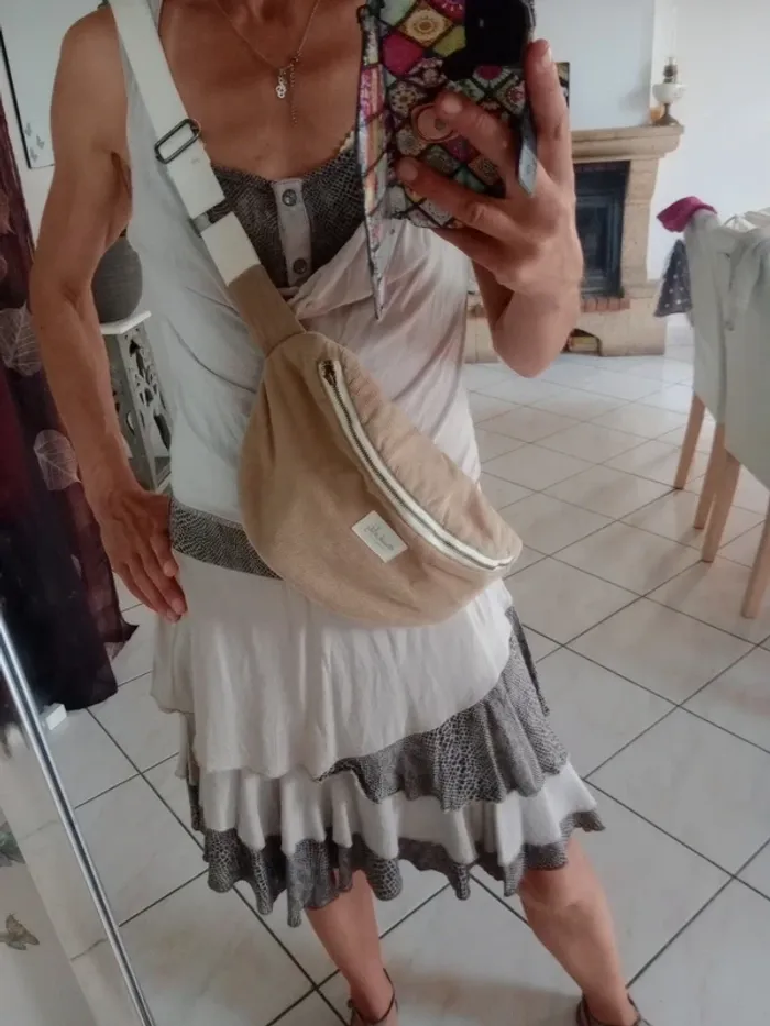 Banane velours marron et beige grande qualité - photo numéro 2