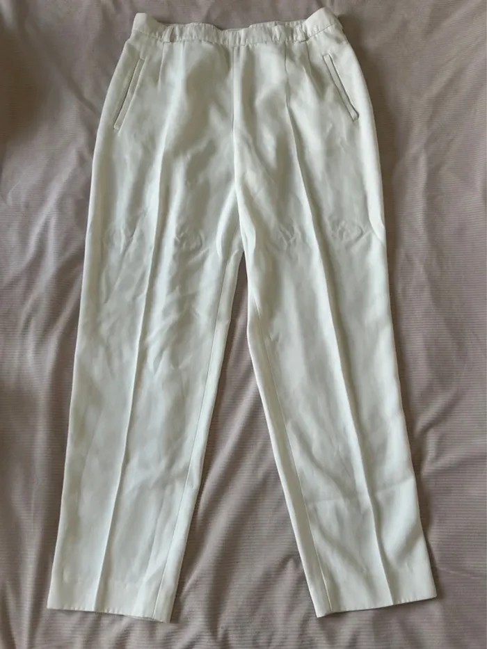 Pantalon droit fluide blanc cassé – Caroline Roulier – Taille 44