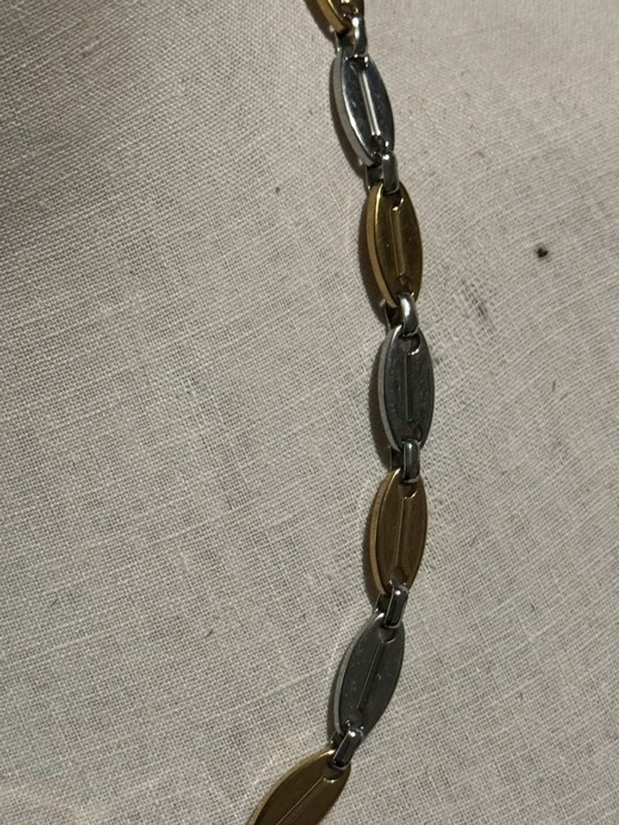 Collier homme épais acier inoxydable or et argent - photo numéro 4