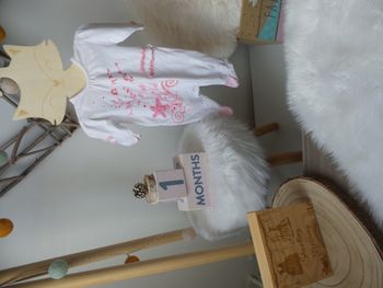 Jolie pyjama été leger blanc rose Kitchoun fille 1 mois 54cm