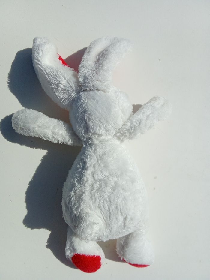 Doudou lapin blanc et rouge guigoz - photo numéro 4