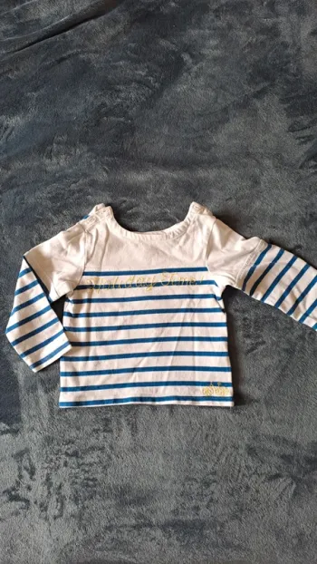 💚Haut marin bébé – manches longues  "Sunday Time" T. 23 mois