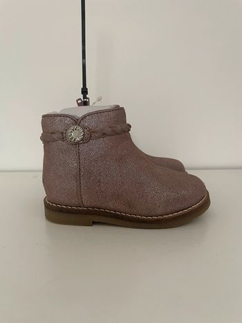 Bottine en cuir fille neuve marron rose taupe paillette argenté fête de fin d’année noël taille 22