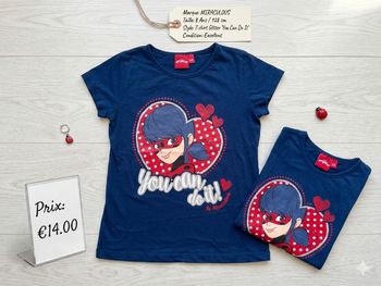 T-shirt Miraculous Ladybug "You Can Do It!" - Bleu Roi Pailleté - Taille 8 Ans