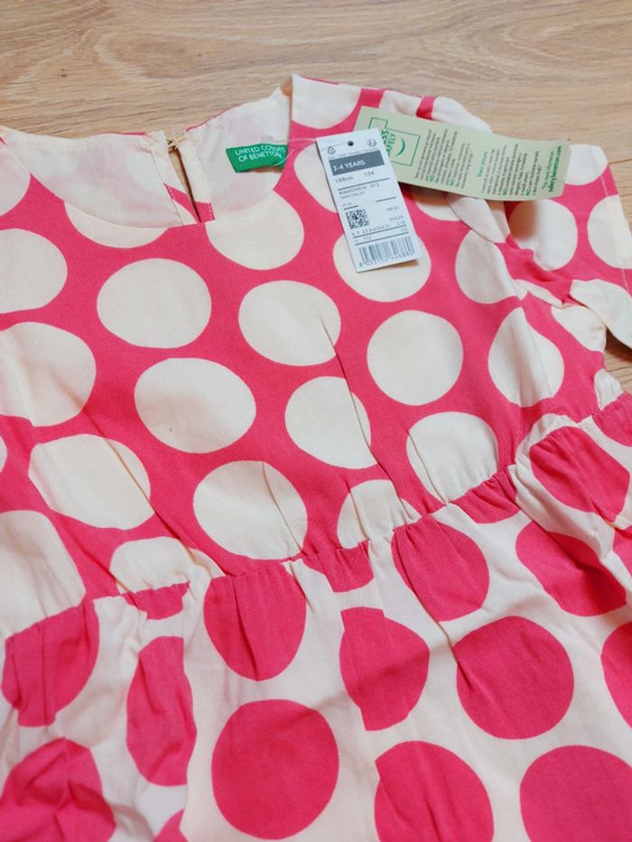 Robe manches courtes à pois Benetton 3-4 ans - photo numéro 2