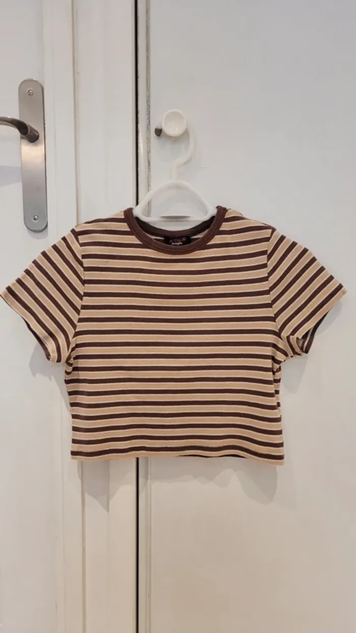 Crop top t-shirt court col rond 100% coton