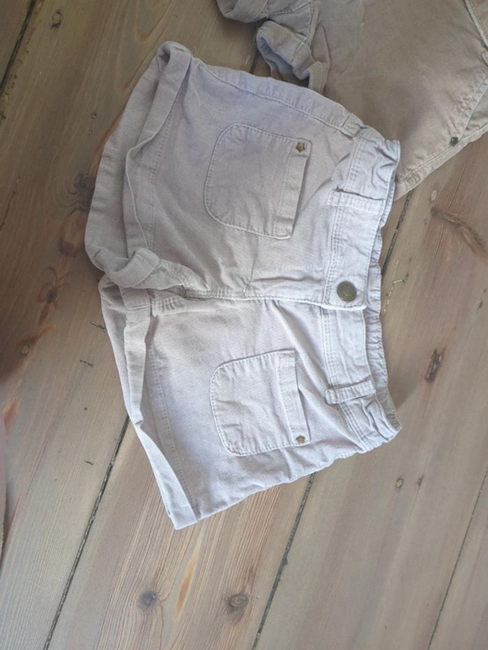 Lot 2 shorts velours cotelé vieux rose pâle et marron taupe 6 ans tao - photo numéro 2
