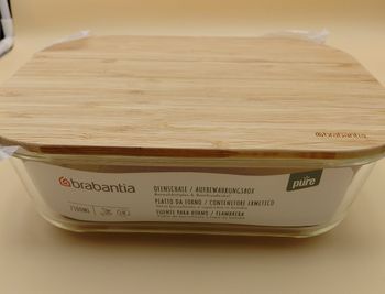 Plat à four en Verre avec Couvercle Neuf Brabantia en Bambou 2300 ML