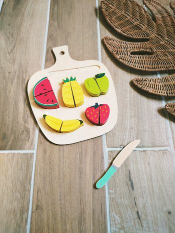 🍓Dinette puzzle 2 en 1 fruits à scratch sur plateau en bois