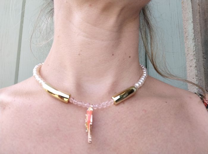 Collier perles nacrées perroquet - photo numéro 4