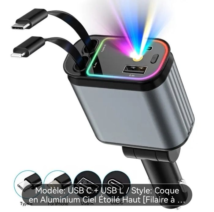 CHARGEUR VOITURE RETRACTABLE SAN.COMO