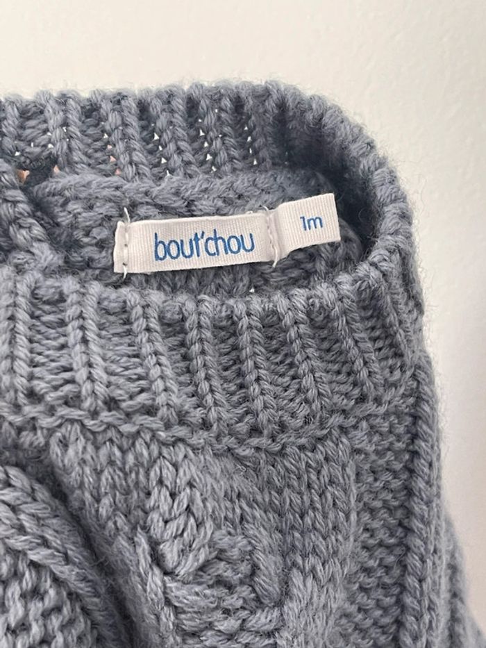 Pull bleu grisé neuf jamais porté boutchou taille 1 mois de chez Monoprix - photo numéro 8